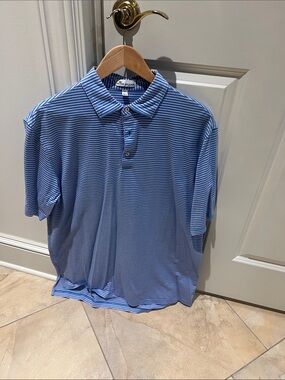 Peter Millar Light Blue Striped Polo